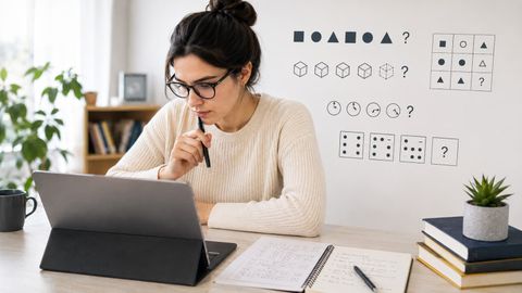 Candidat préparant un test de logique en ligne