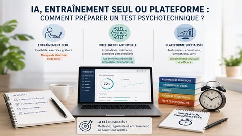 Interface d’entraînement aux tests psychotechniques sur TestsCareers